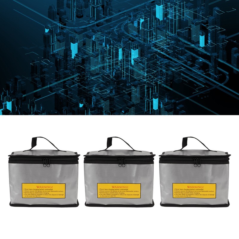 3Pcs Lipo Battery Safe Bag Fireproof Explosionproof Large Capacity Storage