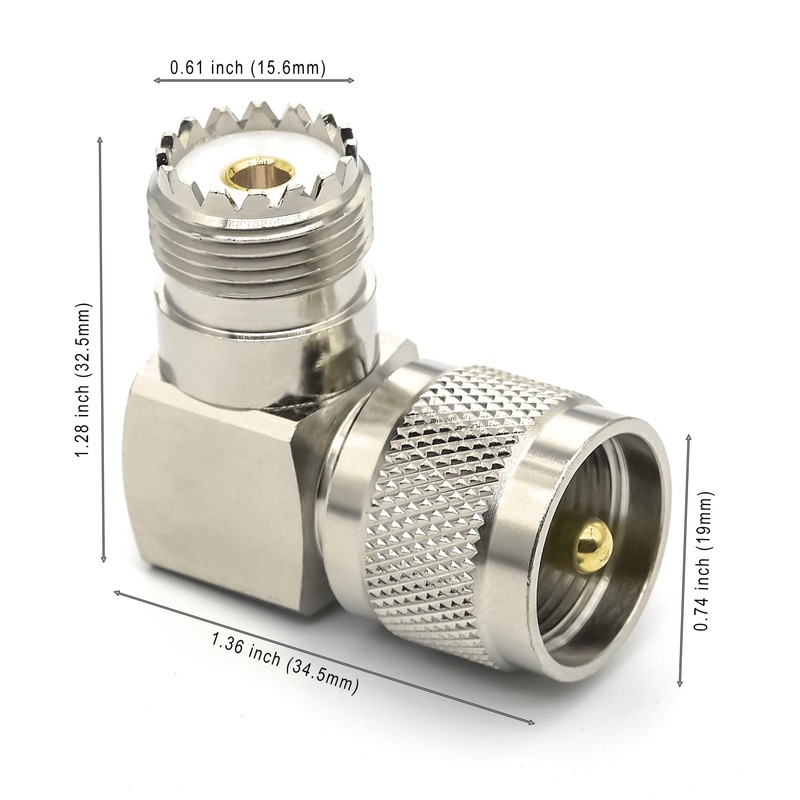 Ahoaepy 2PCS PL259 UHF 90 Degree Right Angle Coax Adapter,