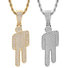 LSYYSL 2 Pieces Of Creative Pendant Necklaces, Rhinestone Necklaces, Stainless Steel Necklaces, Hip-Hop Jewelry, Clothing Accessories