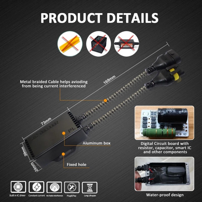 D-Lumina LED Headlight Canbus 9005/9006 Error-Free Anti-Flicker Decoder Adapter