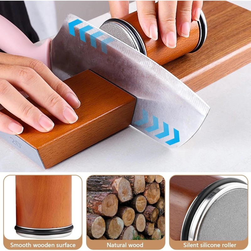 Unbranded Diamond Rolling Knife Sharpener Set 15° and 20° Magnetic