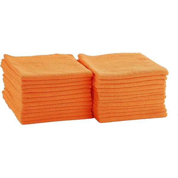 DRI Professional Extra-Thick Microfiber Cleaning Cloth 48 Pack Orange (16IN x 16IN, 300GSM, Commercial Grade All-Purpose Microfiber Highly Absorbent, LINT-Free, Streak-Free Cleaning Towels)