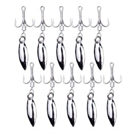 Willow Blade Fishing Lures Set, 10 Pcs Bladed Treble Hooks Fishing Hook Spinnerbait with Willow Blade Replacement for Trout Bass Salmon (Silver, 8#)