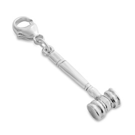 AZAGGI Sterling Silver Handcrafted Judge Gavel Pendant with Lobster Clasp
