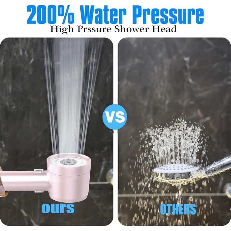 High Pressure Shower Head with Handheld, with Pause Switch 4