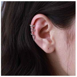 Yheakne Snake Cartilage Wrap Earrings Silver Snakeskin Ear Cuff Earrings Snake Clip on Cartilage Earring Punk Non Pierced Earrings Jewellery for Women and Girls, Alloy Steel Silver