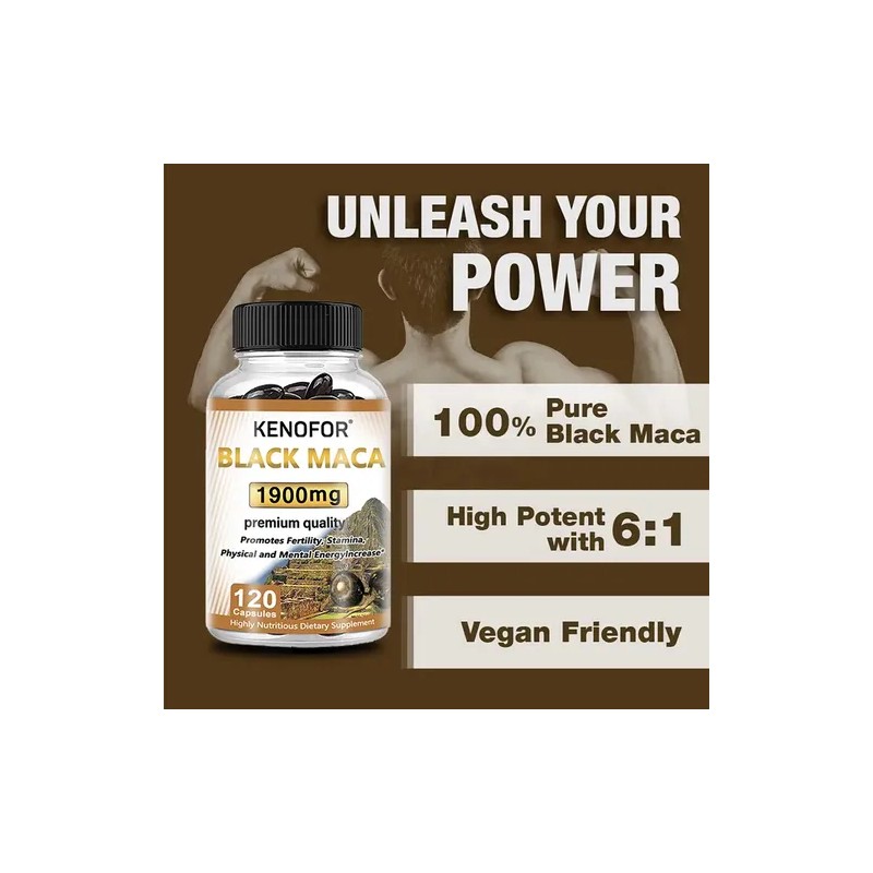 Cápsulas Blandas De Maca Negra Orgánica Kenofor De 1900 Mg