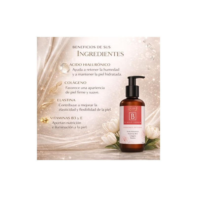 V-HVIT SERUM ANTIEDAD HUDRATACION VITAMINAS ACIDO HIALRONICO COLAGENO ELASTINA (500ml)