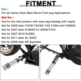 Motorcycle Foot Pegs, PSLER Male Footpegs for Dyna Sportster XL883 1200 X48, Chrome