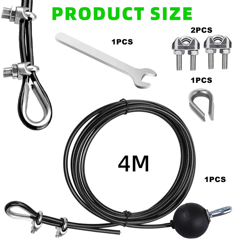 Fitness Pulley Cable 4 Meter, Adjustable Home Gym Pulley System,