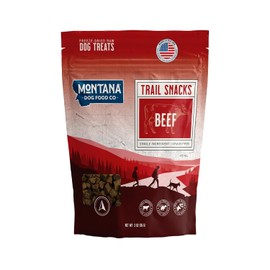 MONTANA DOG FOOD CO. Golosinas de carne de res liofilizadas para perros (bocadillos de sendero) – 100% natural, de un solo ingrediente, con alto contenido de proteínas, sin granos, fabricadas en