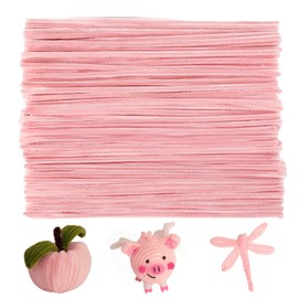 Caydo 100 Pieces Jade Pink Pipe Cleaners Craft Supplies Flexible Chenille Stems for DIY Crafts Project and Valentine's Day Decoration, 6 mm x 12 Inch