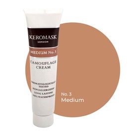 Keromask Full Coverage Hypoallergenic Concealer Shade MEDIUM No 3 to Camouflage Vitiligo, Tattoos, Redness and Rosacea, Waterproof and Suitable for All Skin Types 1 x 15ml
