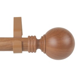 A&F Rod Décor - Ball 1" Faux Wood Curtain Rod 28-48 inch - Chestnut
