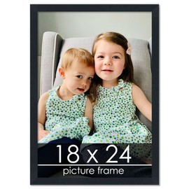 Poster Palooza 18x24 Contemporary Black Solid Wood Picture Frame with UV Acrylic, Foam Board Backing, & Hardware