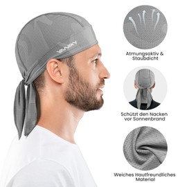 YANIKY Sports Bandana Cap UV Protection Breathable Headscarf Men Women Quick-Drying Durag Under Helmet for Summer Outdoor Sports Running (DE/NL/SE/PL, Alphanumeric, One Size, Light Grey)