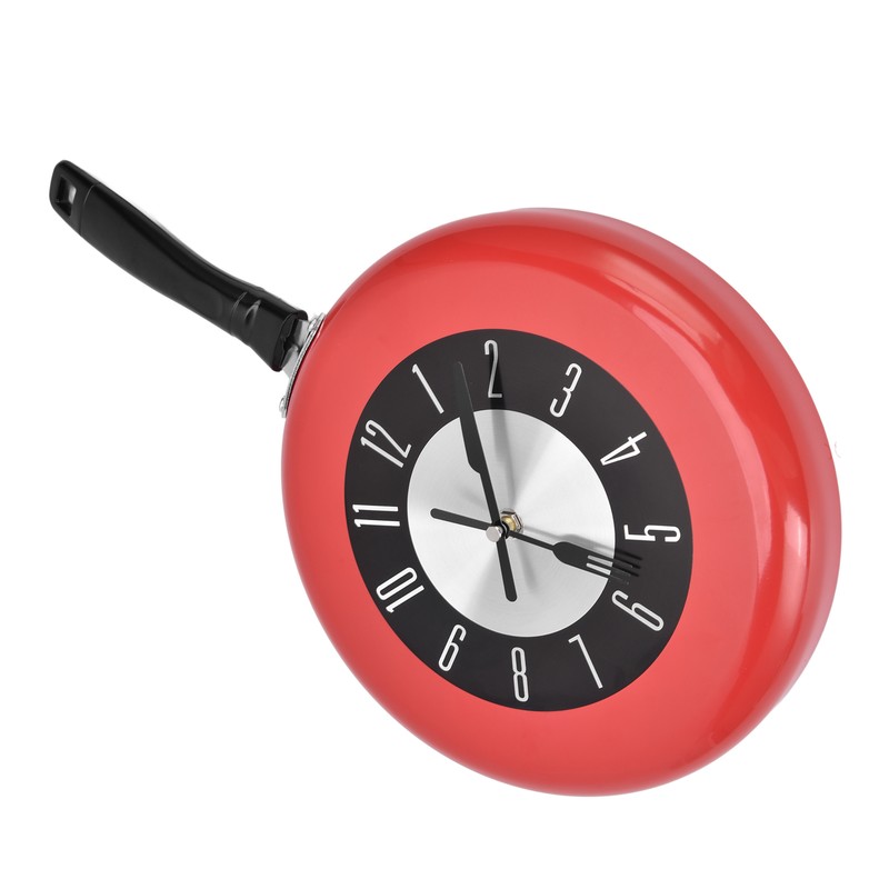 Frying Pan Wall Clock Aluminum Kitchen Pot Decorative Hanging Clocks