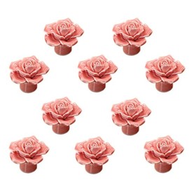 Medigy Rose Ceramic Knob Dresser Cupboard Drawer Handles 10 Pack, Pink