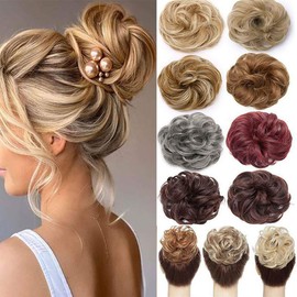 1 PCS Messy Bun Hair Extension Scrunchies Messy Bun Hair Piece for Women Curly Wavy Scrunchy Updo Bun Extensions Purple