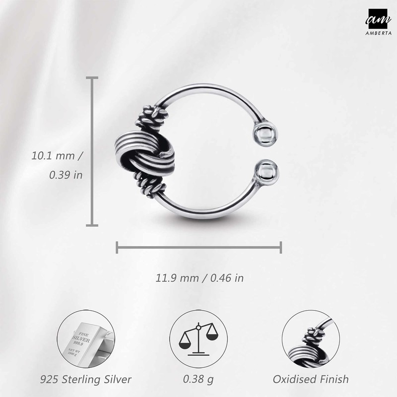 Amberta Unisex 925 Sterling Silver Bali Cuff Earring: Knot Pattern