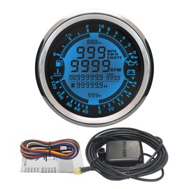 ELING 6-in-1 Multi-Functional Gauge Meter GPS Speedometer Tachometer Hour Water Temp Fuel Level Oil Pressure Voltmeter 10Bar 12V 3-3/8" for Auto Car Boat Golf Cart Truck Van