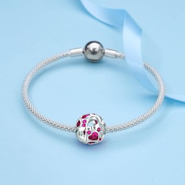 PHRUKAR July Birthstone Charm for Charm Bracelet, 925 Sterling Silver Infinity Love Heart Bead Charm for Bracelet and Necklace, Happy Birthday Mother's day Christmas Jewelry Gifts for Women