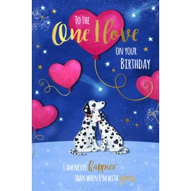 Wishing Well Birthday Card To The One I Love, Dalmatians And Balloons, Greeting Card Studios - 6x9ins