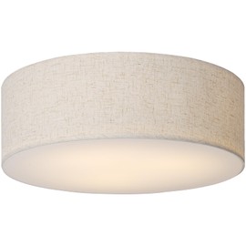 CALOKES 18-Inch Large Flush Mount Ceiling Light Fixture with Fabric Shade, Modern Drum Closed to Ceiling Lighting for Living Dining Room, Bedroom, Kitchen, Foyer - Farmhouse 3-Light Lamp & Chandelier