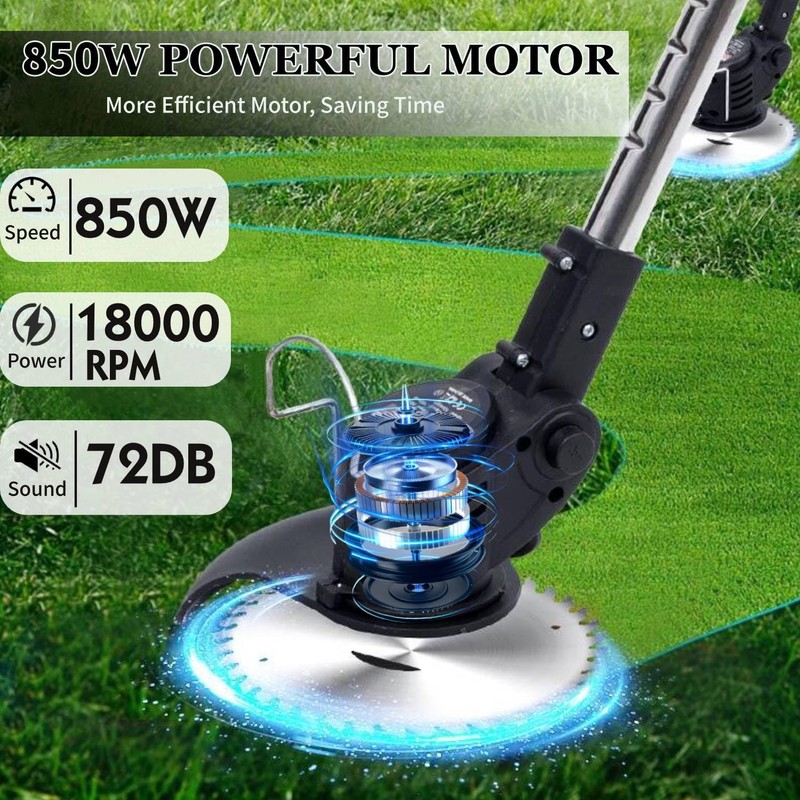 Electric Weed Wacker with Wheel, 21V Cordless Weed Eater with