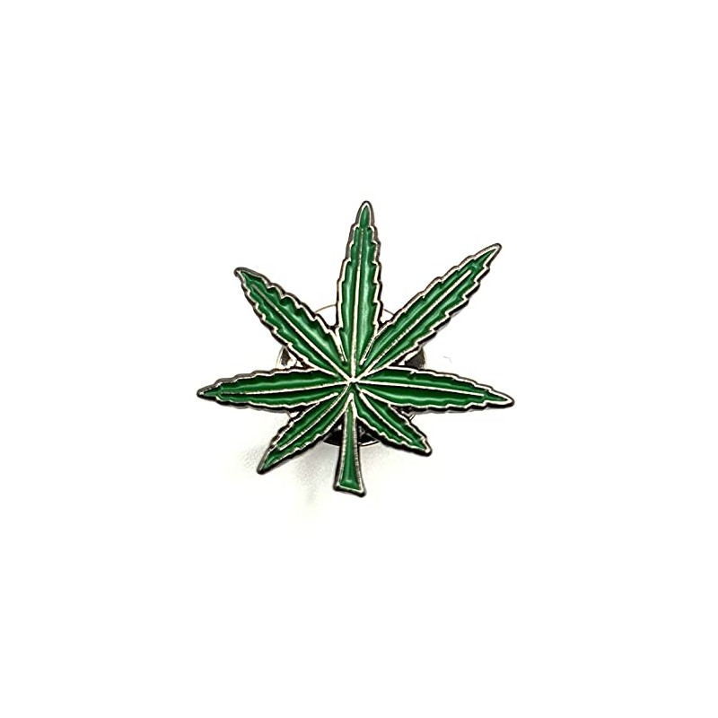 Green Weed Ganja Bong Marajuana Metal Pin Badge Leaf