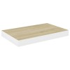 4-Piece Floating Oak and White Wall Shelves 15.7"x9.1"x1.5" MDF Display