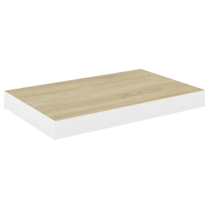 4-Piece Floating Oak and White Wall Shelves 15.7"x9.1"x1.5" MDF Display