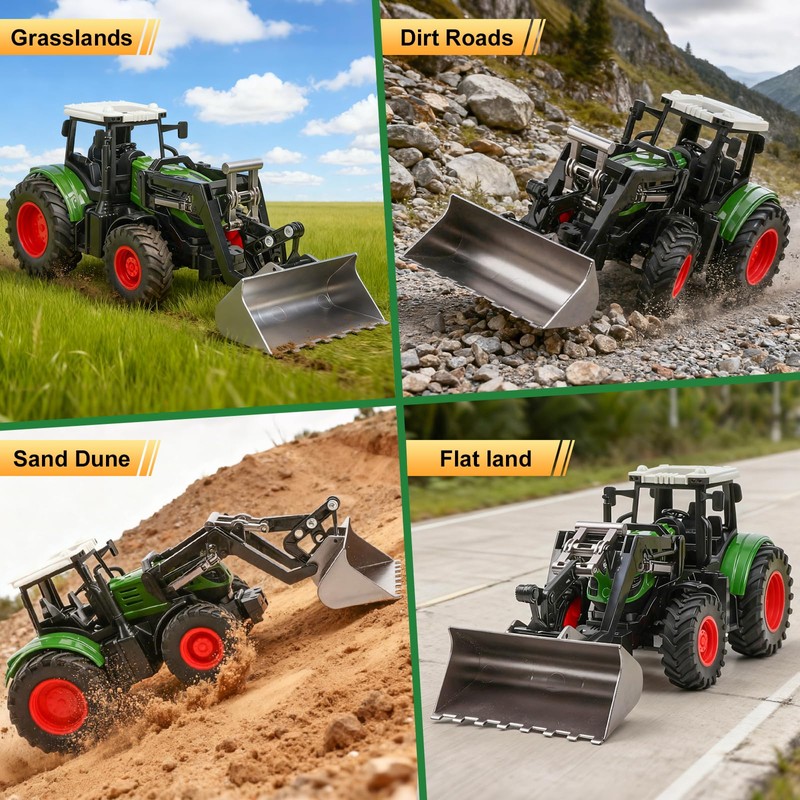 RC Tractor Toy for Kids 3-9, 2.4GHz Remote Control Farm