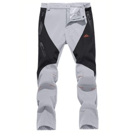 TACVASEN Men's Pants-Waterproof Windproof Hiking Skiing Soft Shell Pants, LGrey Black, 32