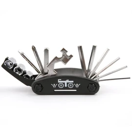 WOTOW 16 in 1 14 in 1 Multi-Function Bike Bicycle Repair Tool Kit Allen Wrench With Tire Pry Bars Rods (Black 16 in 1 tool)