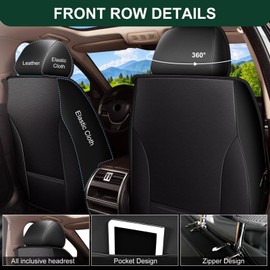 DISUTOGO 2PCS Front Car Seat Covers Fit for Nissan Maxima 2011-2023 2024 2025 Breathable Faux Leather Waterproof Seat Cushion with Airbag Compatible (Black)-2 Seats