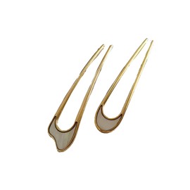 Xansema 2Pcs Metal French Hair Pins for Women Girls, Fashion U-Shaped Hair Forks Vintage Hair Sticks Hairstyle Accessories for Buns, Long and Thick Hair (Off-white)