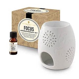 Amphora Aromatics Focus Aromatherapy Kit - with Style 2 traditional burner.