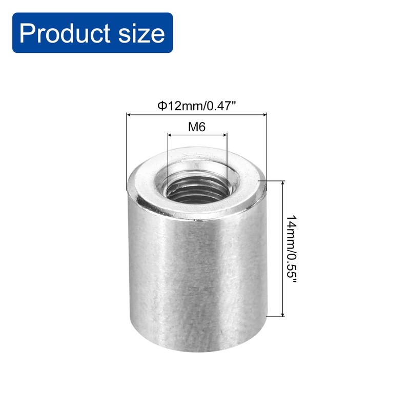 sourcing map Round Weld Nuts, M6 x 12mm x 14mm