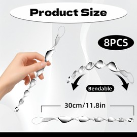 8 Pack Silver Spiral Bird Repellent Reflective Scare Rods, Hanging Plastic Rod Bird Deterrent Device, Glossy Finish Wind Spinner Scare Animals Away Outside Patio Lawn Garden Trees Decorations