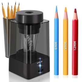 Zmol Full Automatic Pencil Sharpener,Electric Pencil Sharpeners for Colored Pencils with Built-in Pencil Holder，Heavy Duty Pencil Sharpener for Classroom, 6-12mm Jumbo Pencils,Home/School/Office
