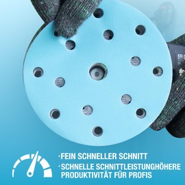 Sandpaper 150 mm Velcro Blue 15 Hole Sanding Discs 60 Grit Sanding Discs 48 Pieces Ceramic Sandpaper Dust Removal Sandpaper Suitable for Metal and Wood