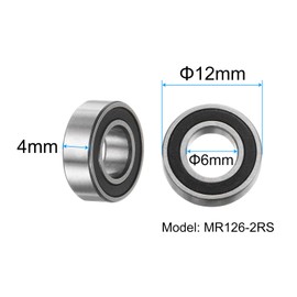 sourcing map Pack of 15 MR126-2RS deep groove ball bearings, 6 x 12 x 4 mm, chrome steel, miniature bearings, double sealed precision bearings, P6 (ABEC 3)