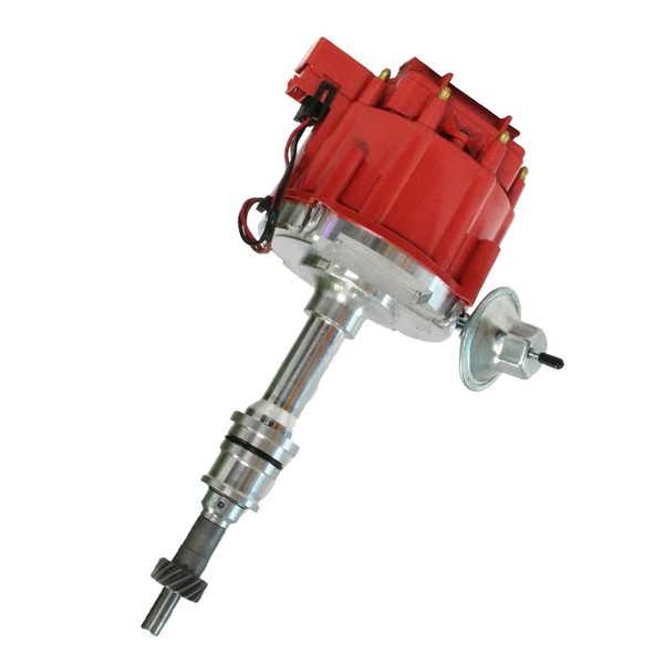 Complete Ignition Distributor Replacement For SBF Small Block Ford 260 289 302 5.0 Ignition HEI Distributor with 65K Volt Coil 1030213 PE330U Red Cap