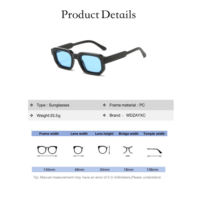 WDZAYXC Vintage Rectangular Sunglasses for Women Men Rectangle Sunglasses Retro