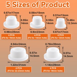 SmallCat 20 PCS Bathtub Jet Covers, Reusable Silicone Tube Sink Hole Plug, Waterproof Cover Jet Plugs, Heat Resistant Pipe Tube Inserts for Bathtub Hole, Pool - White, 5 Sizes