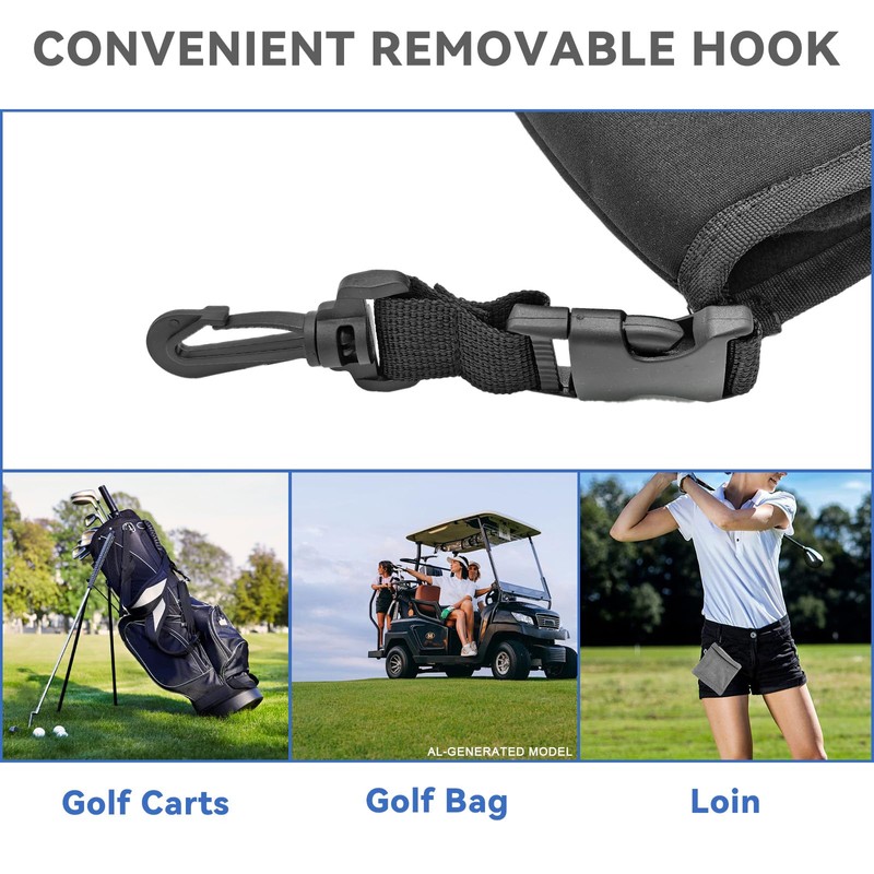 QPPKI Golf Ball Washer Cleaner Bag, Golf Ball Pouch with