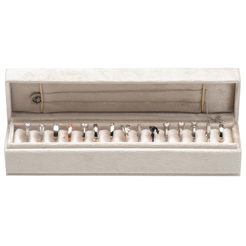 Akangbox Velvet Ring Box 15 Slots Ring Holder with Necklace
