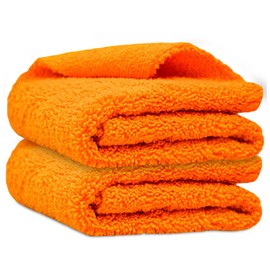 Towelogy Multipurpose Microfibre Car Cleaning Cloths Edgeless for Auto Finishing Detailing Polishing Washing and Drying 40x40cm (Orange, 2)