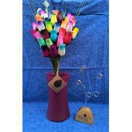 The Original Wooden Rose Assorted Colors Wooden Rose Closed Bud Bouquets 3 Dozen